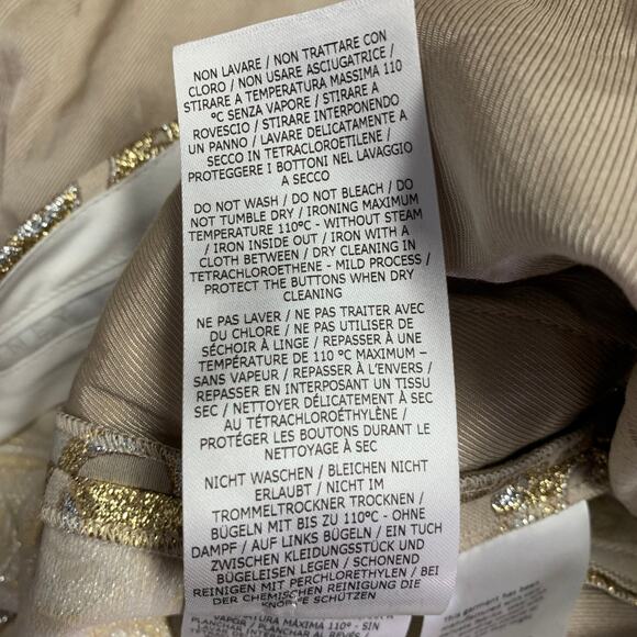 2 Metallic Gold Silver Polyamide Blend Jacquard Peak Lapel Pantsuit - Picture 16 of 16